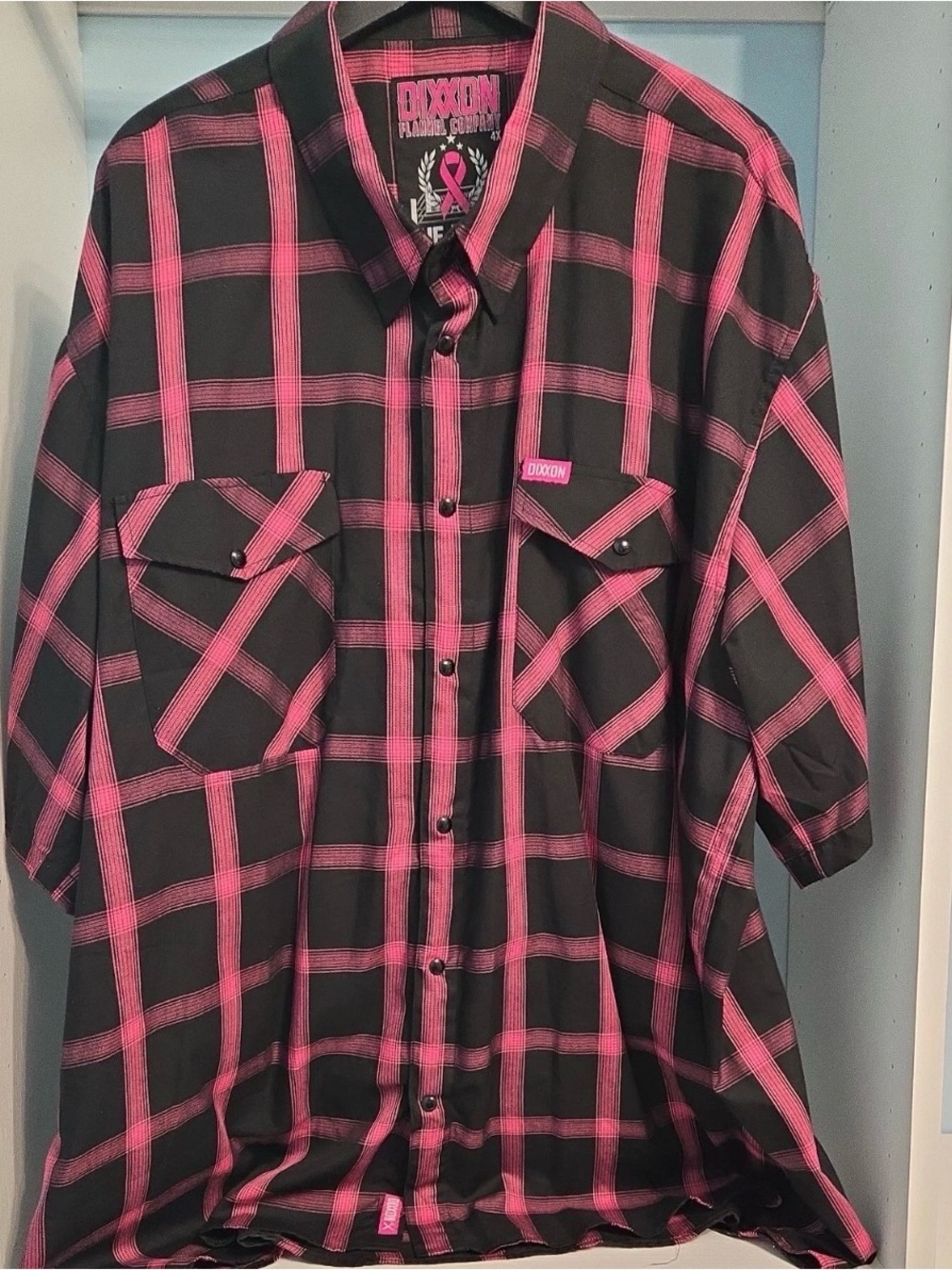 Dixxon the Fight Black & Pink Plaid Print Men's Button-Up Shirt